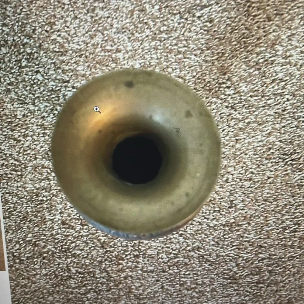 VTG Etched Brass vase 8”